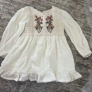 Cream Embroidered Baby Dress